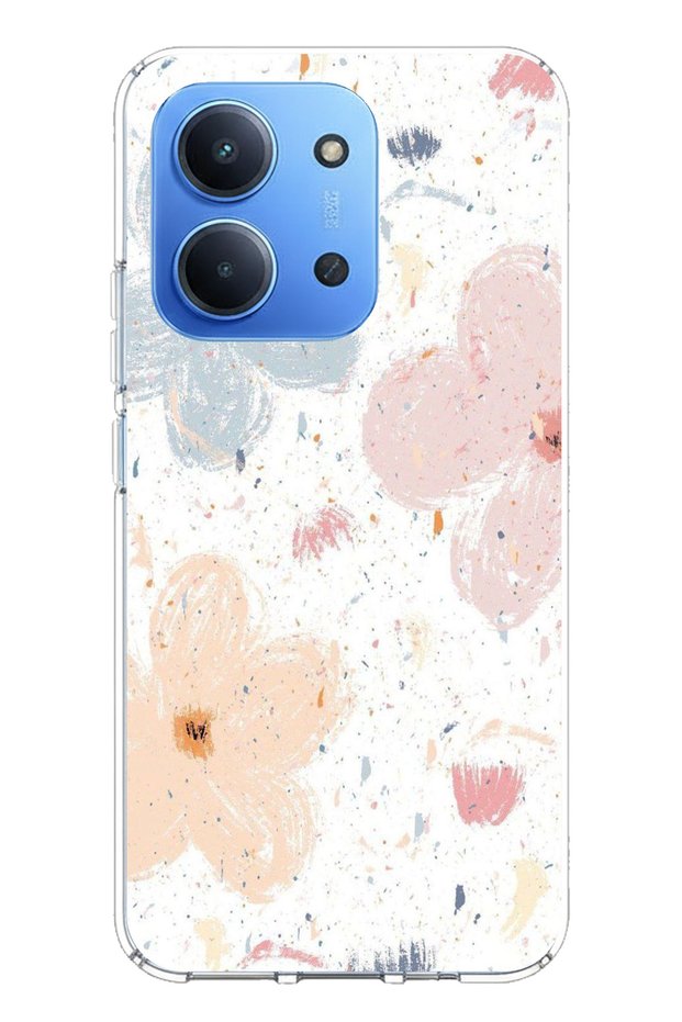 Printed Silicone Case with Pastel Abstract Flower and Stain Pattern Compatible with Redmi 15C