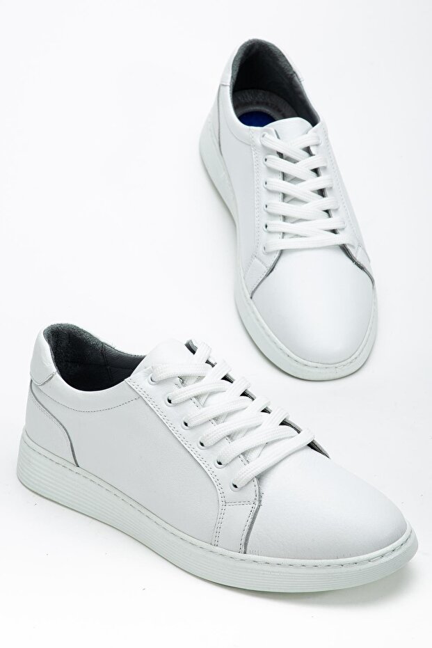 Genuine Leather Men's Casual Daily Shoes White Tied Poly Sole