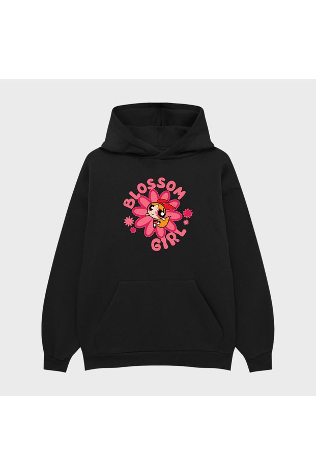 Unisex Blossom Girl Printed 3 Thread Ş Fleece-Lined Hoodie Sweatshirt