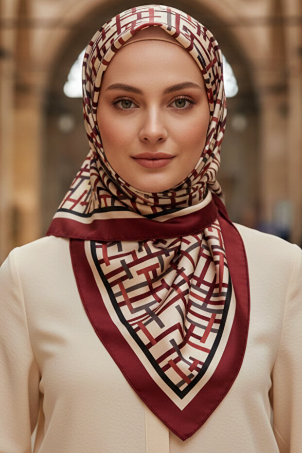Women's Scarf Natural Printed 95X95 cm