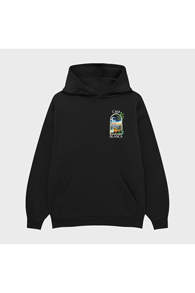 Unisex Casa Palmiye Printed 3 Thread Ş Fleece-Lined Hoodie Sweatshirt