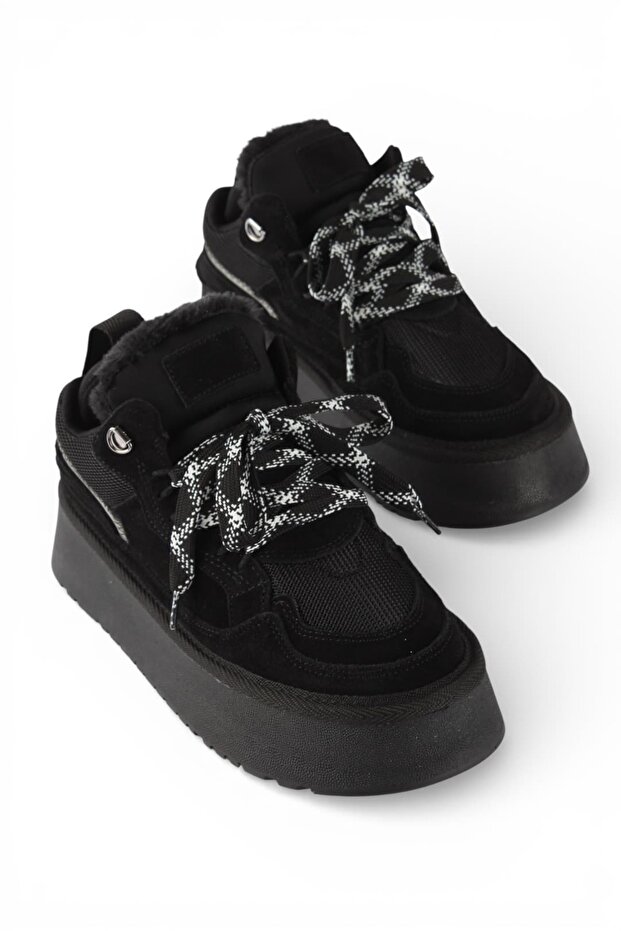 Puffy Genuine Leather Suede Women's Platform Sneaker