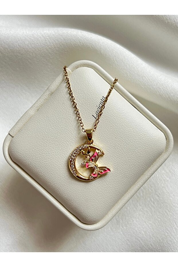 Gold Butterfly Model Steel Necklace