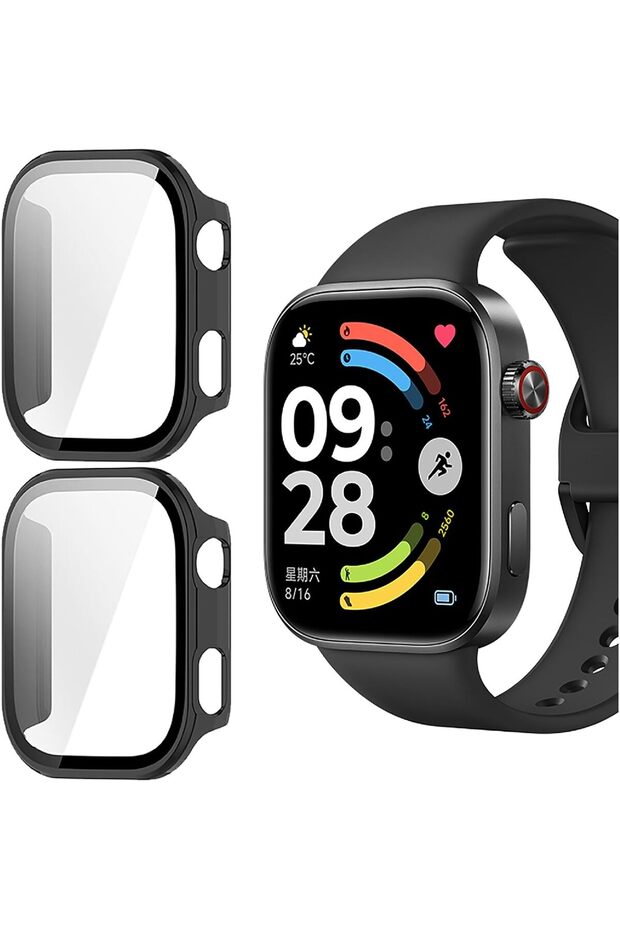 قطعتان من حافظة حماية متوافقة مع ساعة Xiaomi Redmi Watch 6 وحافظة Redmi 6 الصلبة من البولي كربونات وواقي الشاشة