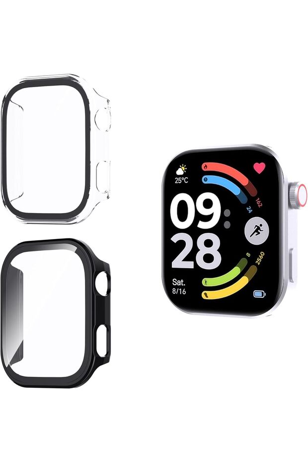 قطعتان من حافظة حماية متوافقة مع ساعة Xiaomi Redmi Watch 6 وحافظة Redmi 6 الصلبة من البولي كربونات وواقي الشاشة