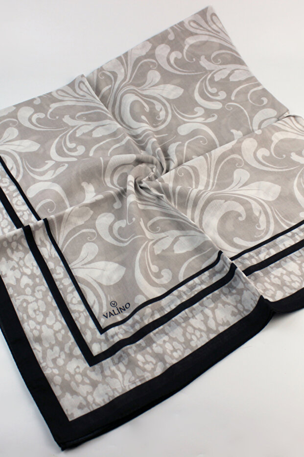 120X120 Leaf Pattern Large Size Scarf Cotton Scarf Oversized Scarf Stone