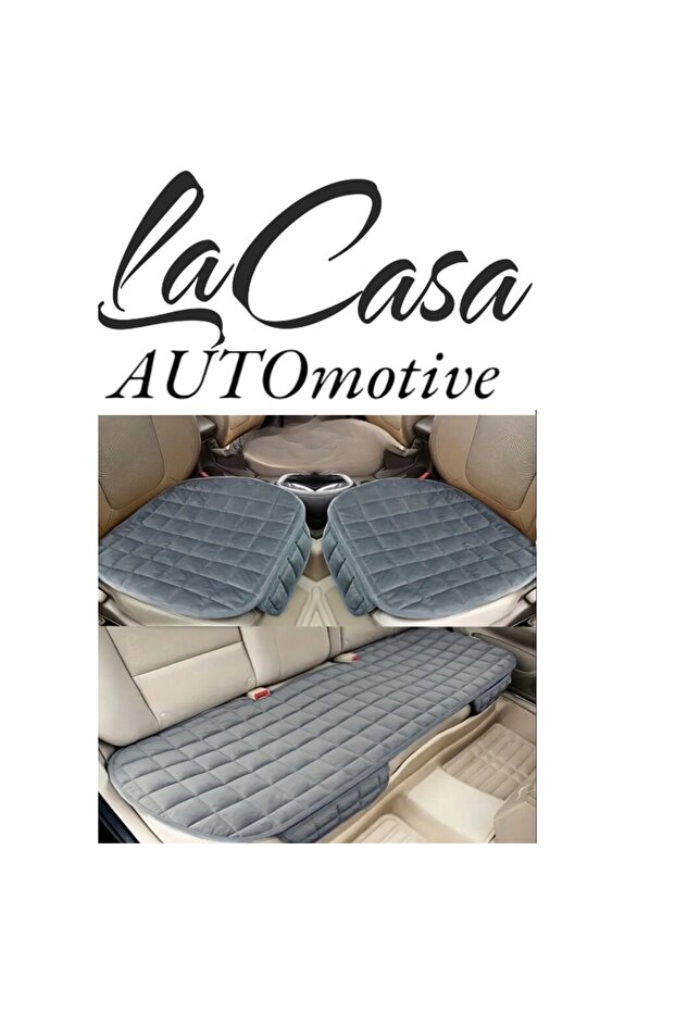 Ergonomic, Orthopedic, Soft Square Pattern Quilted Luxury Lacasa Car Seat Cover-Cushion (Set of 3) Gray