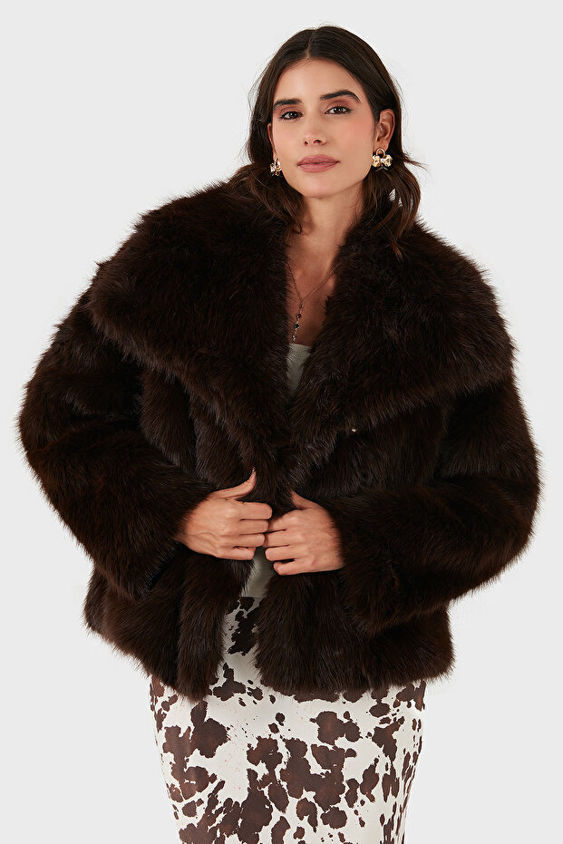 Oversized Wide Collar Soft Textured Fur Fur 68912364942P98
