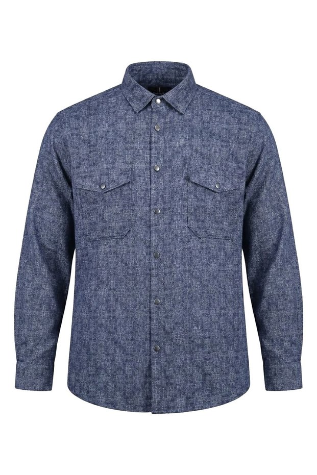 Winter Large Size Double Pocket Stretch Fabric Knitted Shirt (Wide Comfortable Fit)
