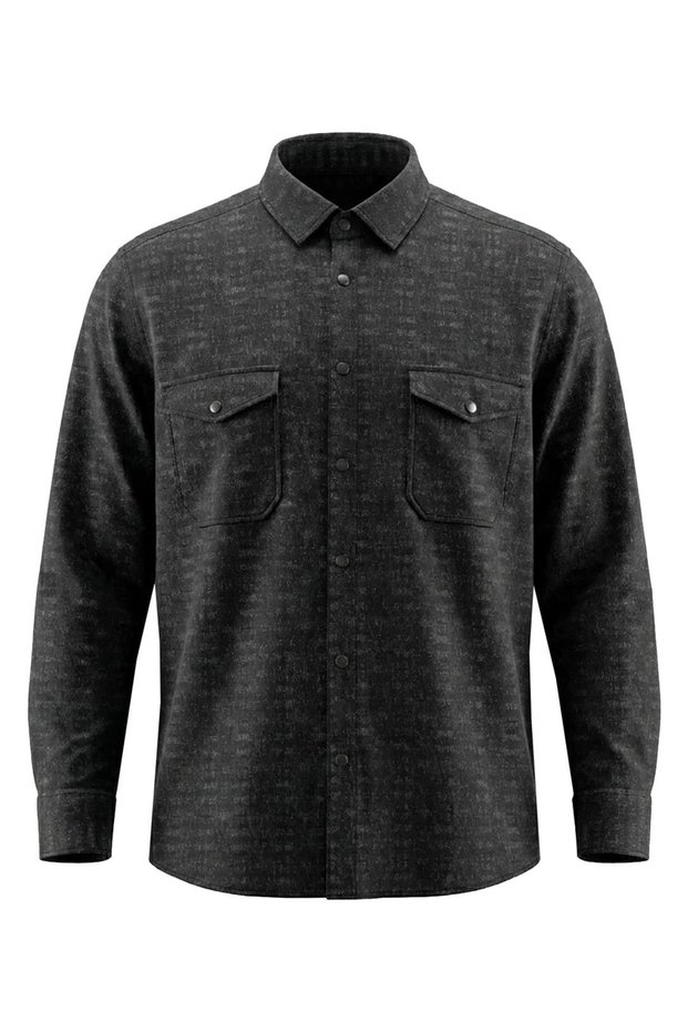 Winter Large Size Double Pocket Stretch Fabric Knitted Shirt (Wide Comfortable Fit)