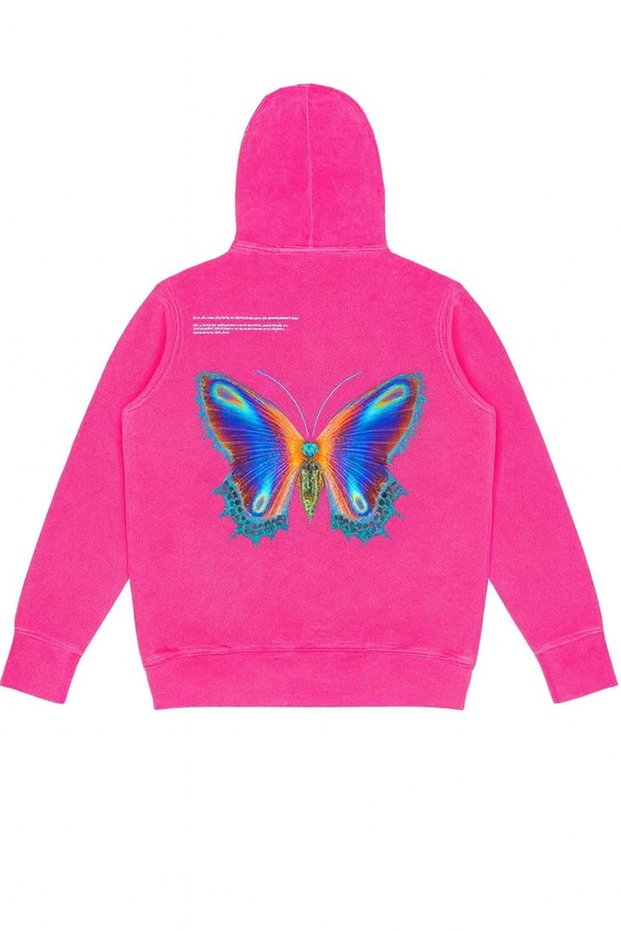 Unisex Oversized Hooded Colorful Butterfly Pattern Streetwear Graphic Print Sweatshirt