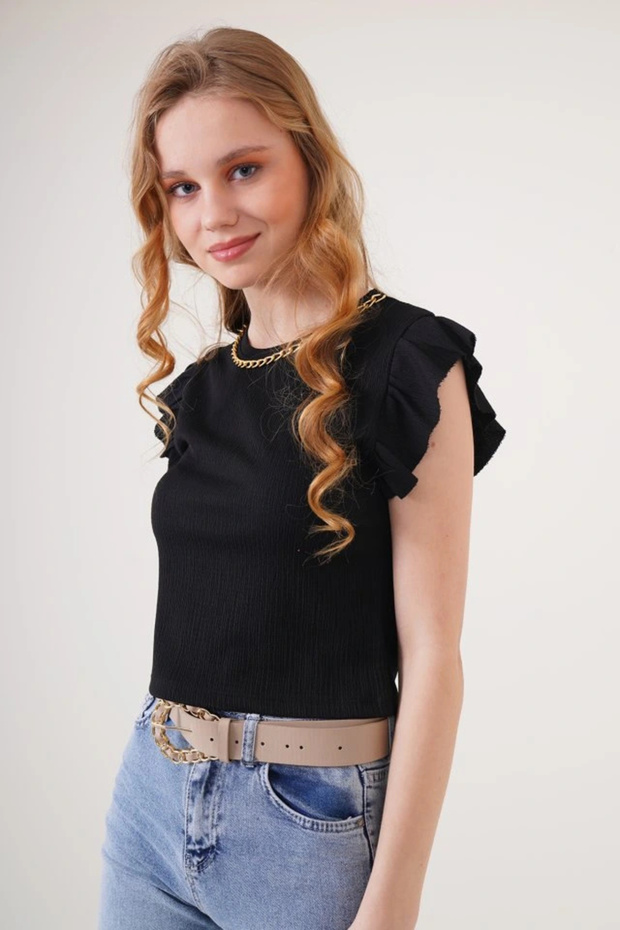   0430 Knitted Blouse - Black - 3