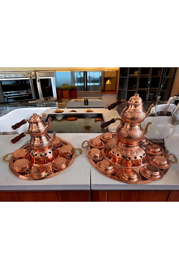 طقم فطور نحاسي مكون من قطعتين - 1