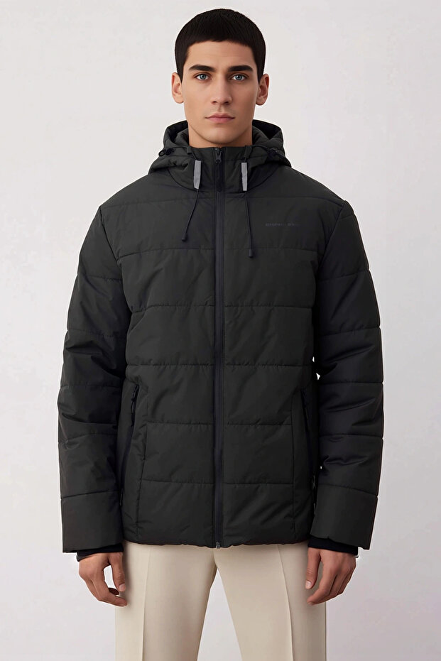 معطف رجالي بغطاء رأس بأكمام طويلة ونمط عادي وقصة عادية، متين وعملي، ذو جودة عالية وأنيق - 4