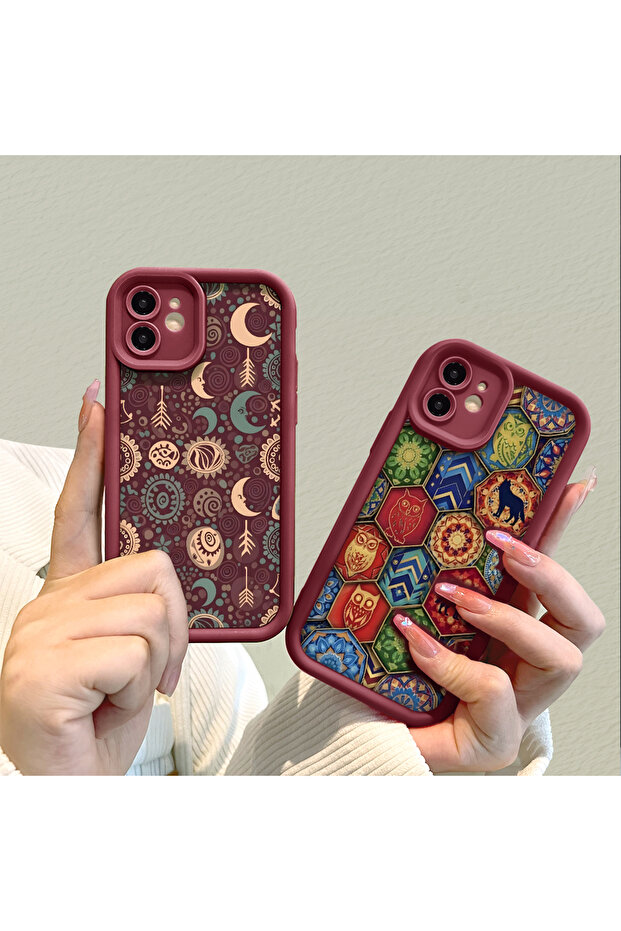 حافظة سيليكون باللون الأحمر الداكن متوافقة مع هاتف Realme Note 50 - نمط عتيق مقاوم للصدمات - 7