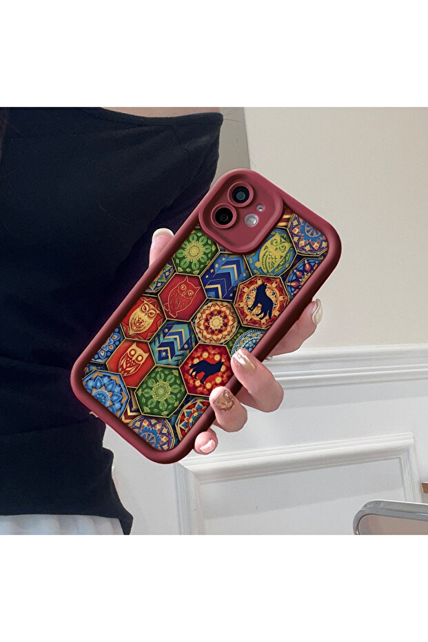 حافظة سيليكون باللون الأحمر الداكن متوافقة مع هاتف Realme Note 50 - نمط عتيق مقاوم للصدمات - 5