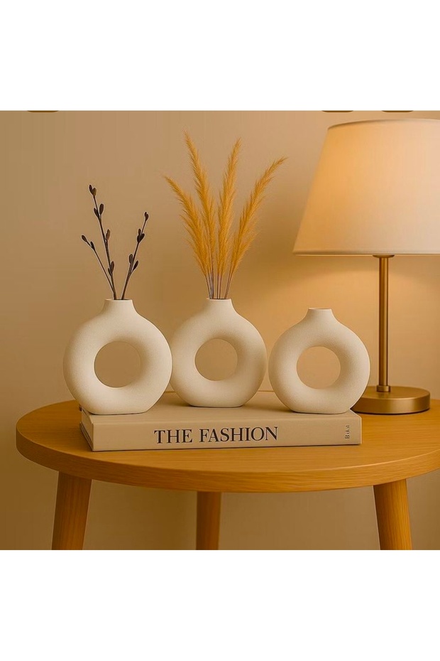 3 lü modern halka vazo - 1