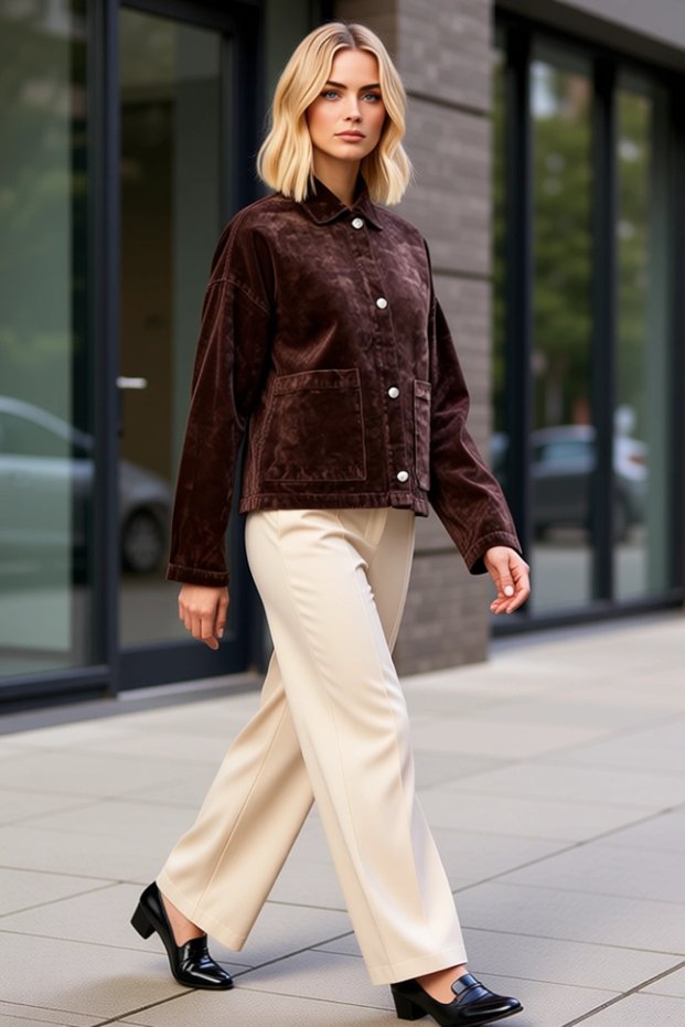 Women Shirt Collar Long Sleeve Plain Pattern Regular Fit 100% Cotton Jacket Functional Durable Stylish