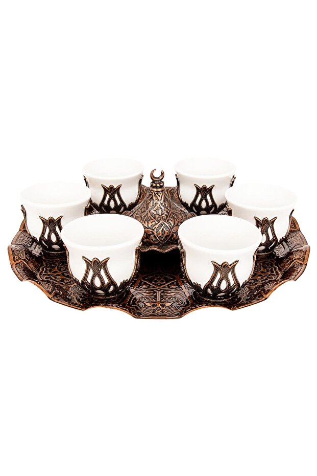 Six-Piece Metal Coffee Cup Set _ Special Set for Coffee Presentation | Arabian Espresso & Zemzem Set