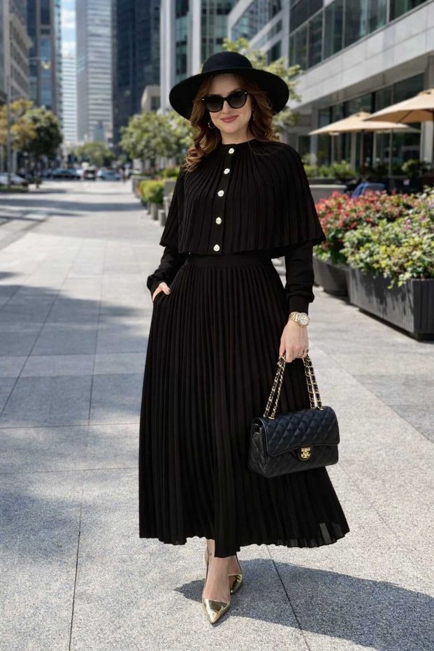 Dress, Knitwear Dress, Cape Knitwear Dress with Sleeve Detail