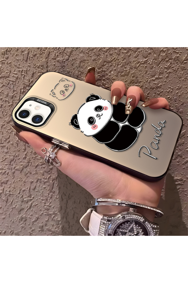 iPhone 12 Compatible Cute Panda Patterned Silicone Cover Shockproof Case - 2