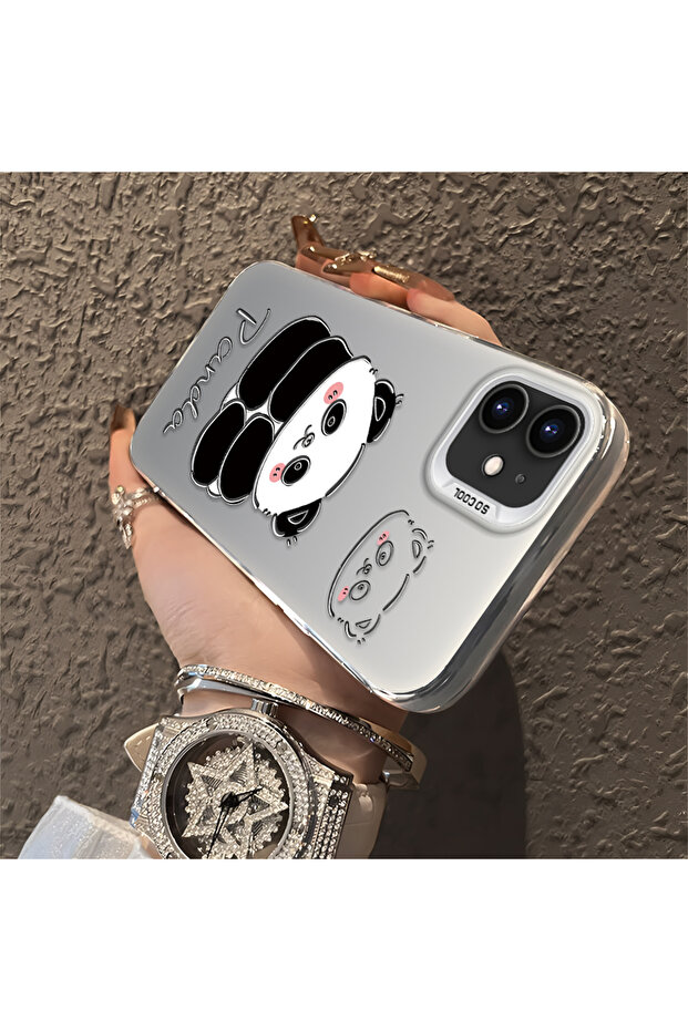 غطاء سيليكون متوافق مع هاتف iPhone 12 بنمط الباندا اللطيف ومقاوم للصدمات - 3