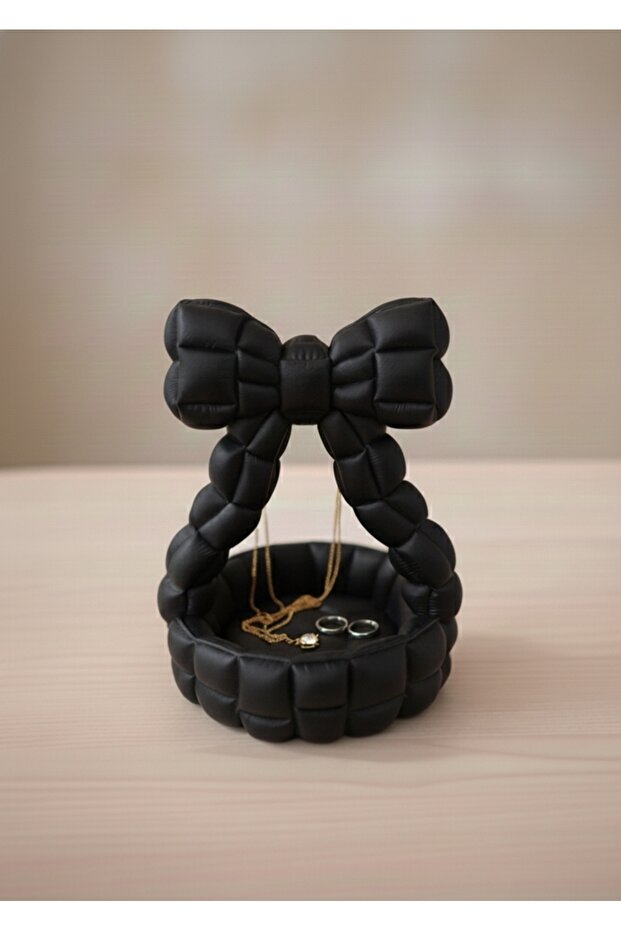 Decorative Jewelry and Accessory Stand with Ribbon 13 X 10 | Stylish and Elegant Desk Organizer