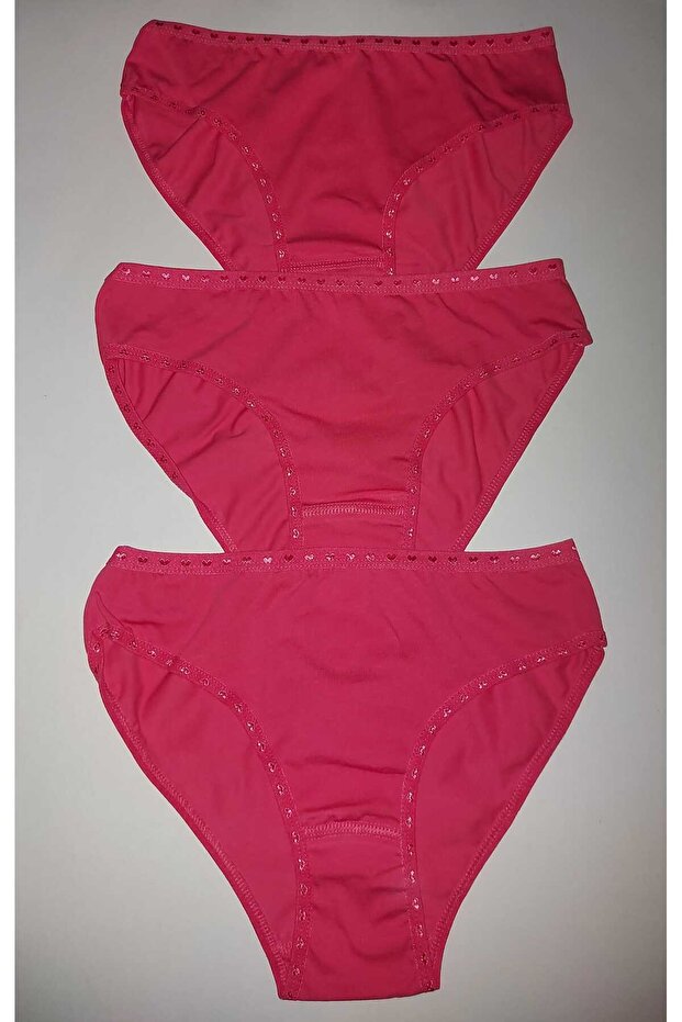 Cotton Heart Patterned Pink Panties 3-Piece