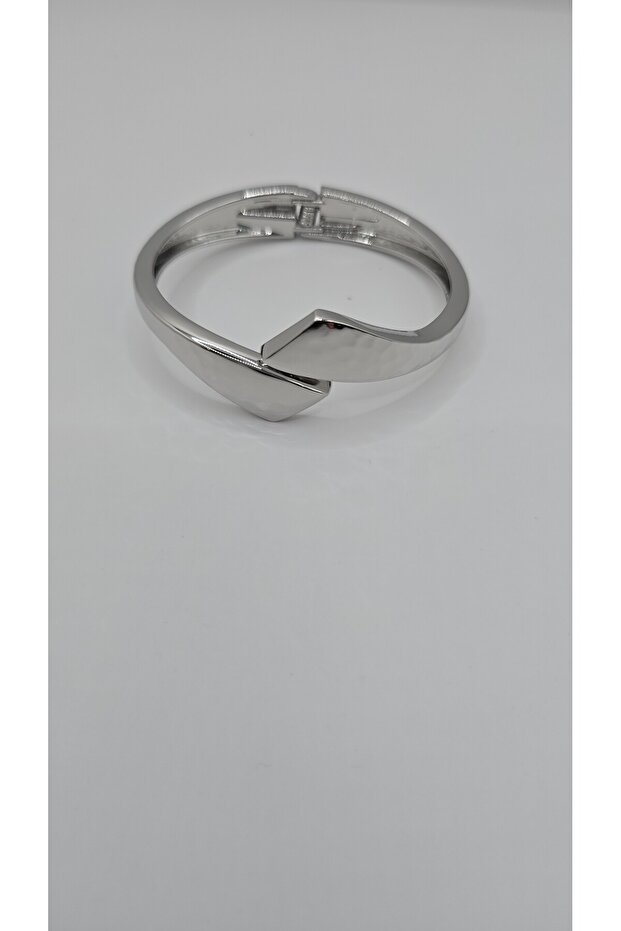 Stainless Steel Silver Color Plain Cuff Bracelet