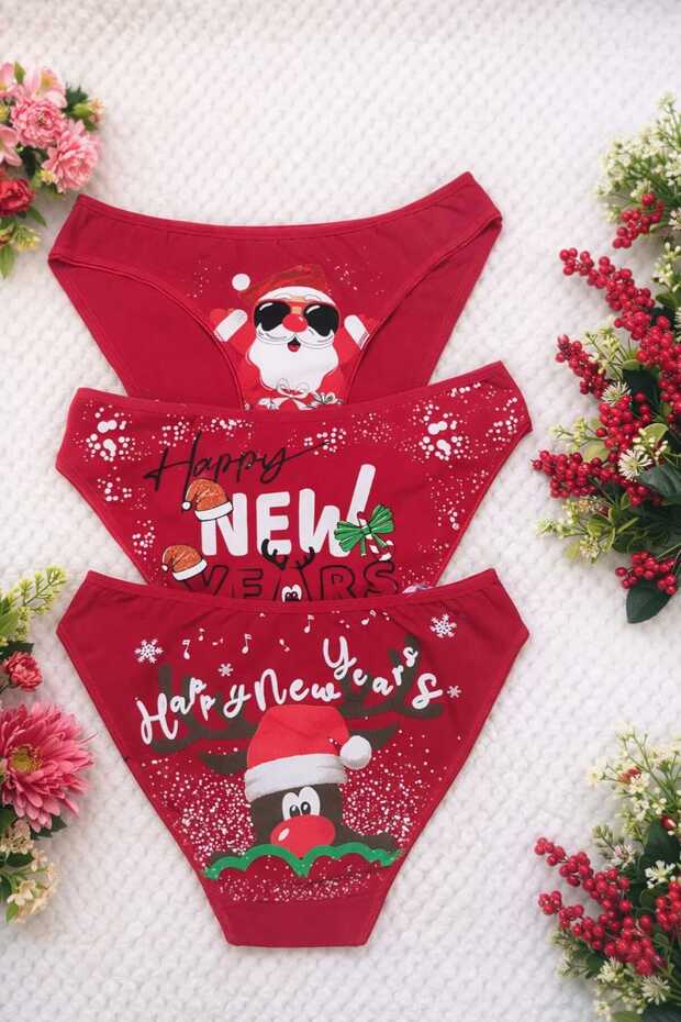 yılbaşı özel 3'lü bikini slip külot - 1