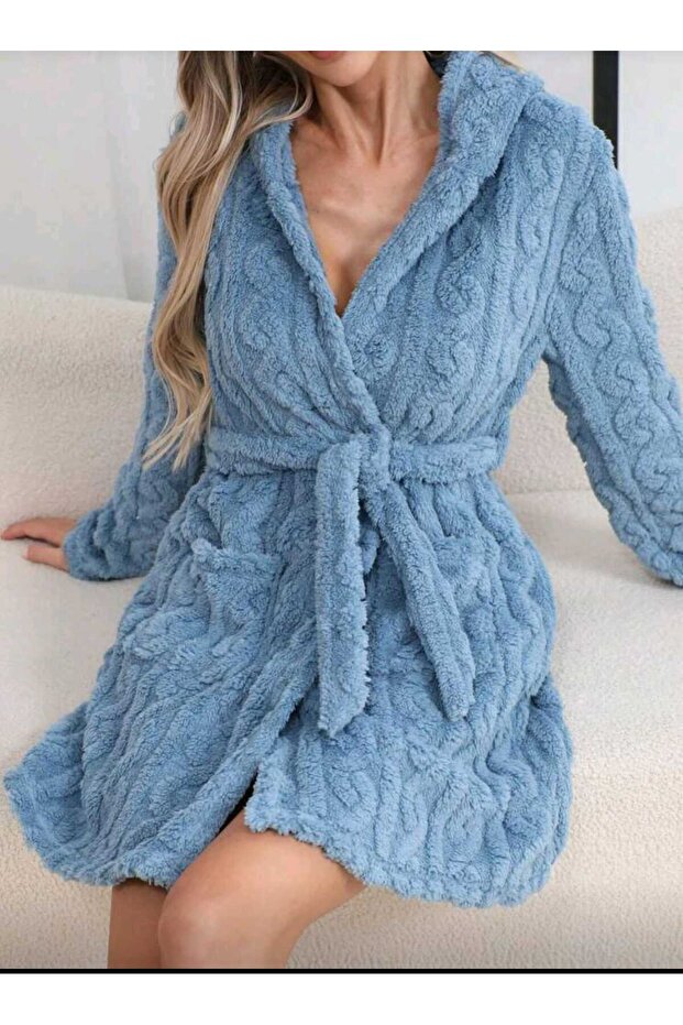 Thick velsoft hooded robe - 1
