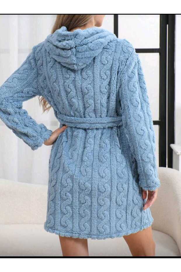 Thick velsoft hooded robe - 5