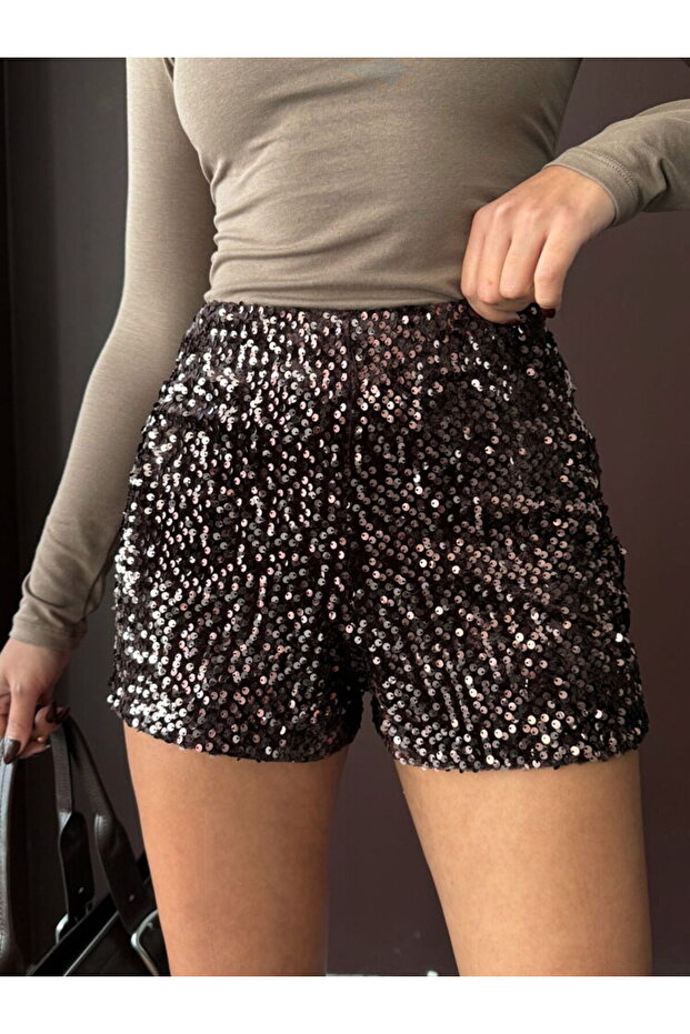 PULLU KADİFE ŞORT - 1
