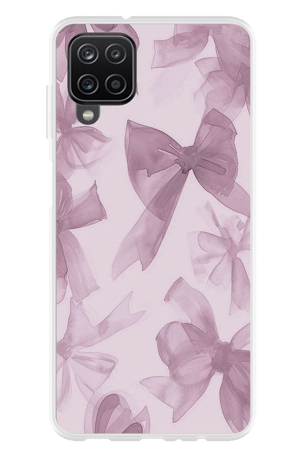 Samsung Galaxy A22-M22-M32 Compatible Violet Tone Bow Printed Silicone Case