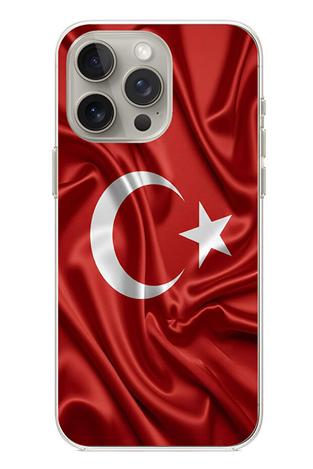 حافظة سيليكون متوافقة مع هاتف iPhone 15 PRO MAX بعلم تركيا مطبوع - 1