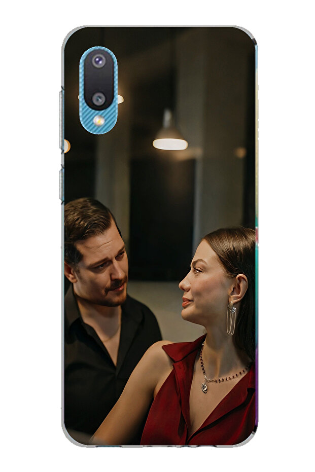 حافظة سيليكون متوافقة مع هاتف سامسونج جالاكسي A02 - Eşref وNisan مطبوع - 1