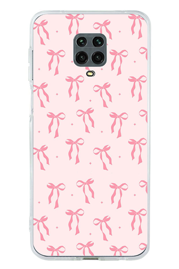 Redmi Note 9 Pro-9S Compatible Soft Pink Bow Patterned Printed Silicone Case - 1