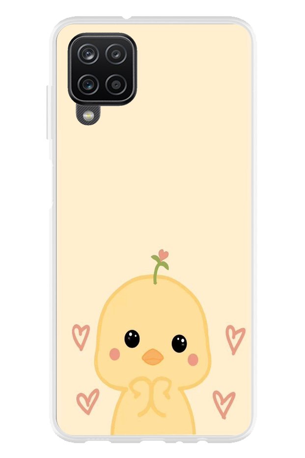 Printed Silicone Case Compatible with Samsung Galaxy A22-M22-M32 with Cute Chick and Heart Pattern
