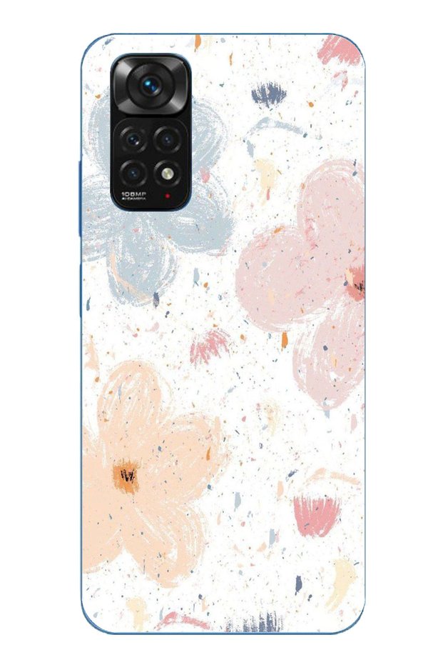 Printed Silicone Case with Pastel Abstract Flower and Stain Pattern Compatible with Redmi Note 11-11S