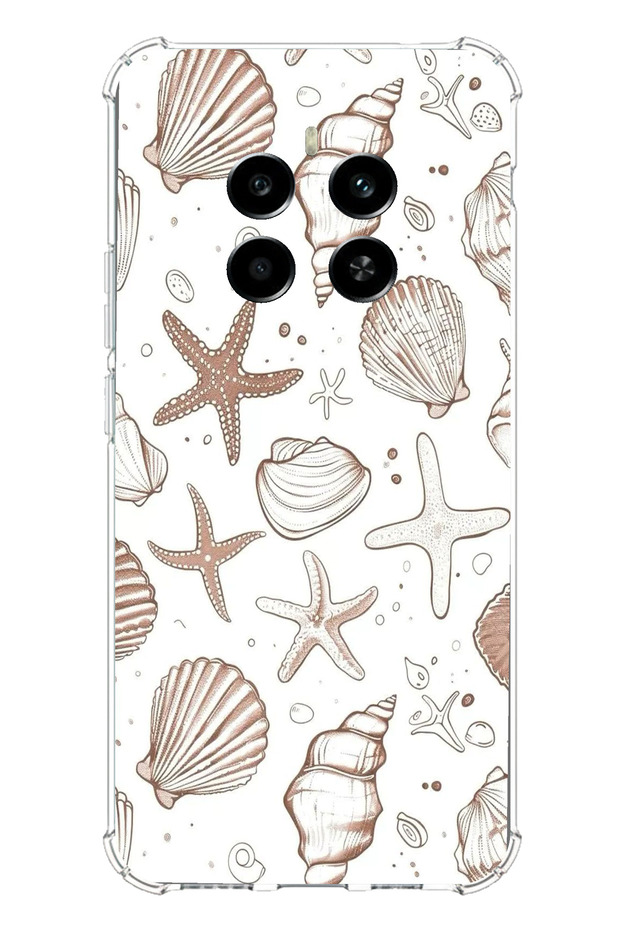 Printed Silicone Case with Brown Starfish and Conch Compatible with Realme 12 4g-12 Plus