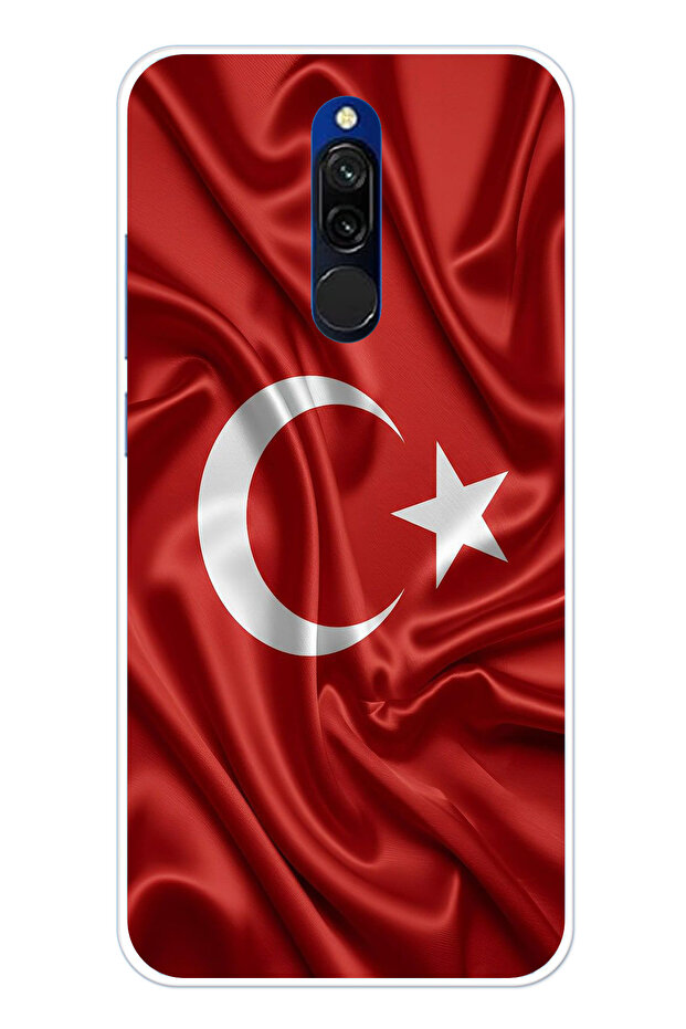 حافظة سيليكون متوافقة مع Redmi 8 بعلم تركيا مطبوع - 1