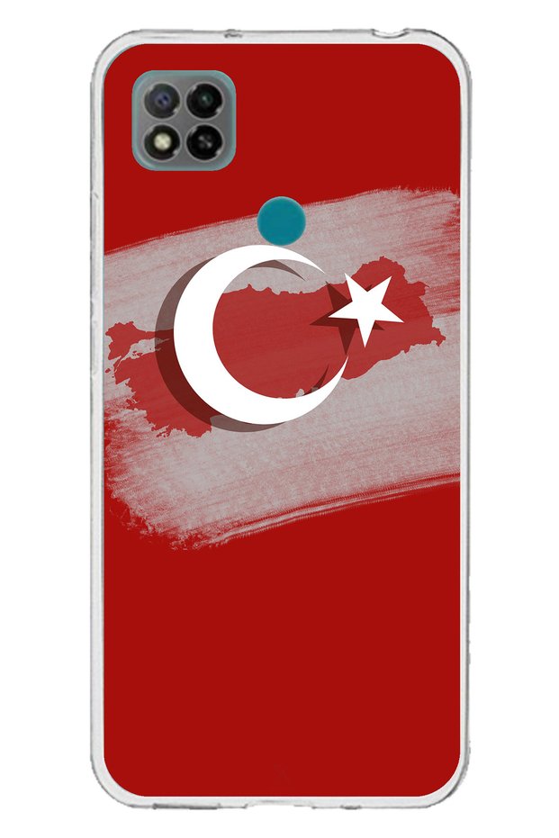 حافظة سيليكون متوافقة مع هاتف Redmi 9C / 10A مع خريطة تركيا وعلمها التفصيلي مطبوع