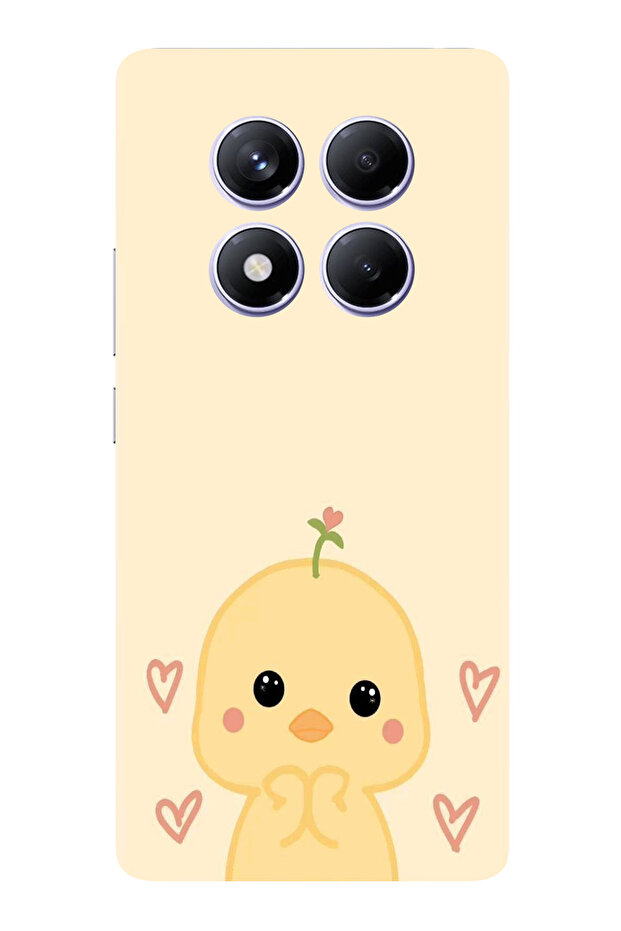 حافظة سيليكون مطبوع متوافقة مع هاتف Redmi Note 14 PRO PLUS بنمط كتكوت لطيف وقلب - 1