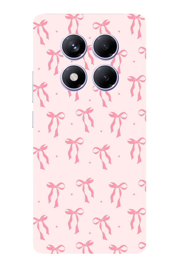 Redmi Note 14 Pro Plus Compatible Soft Pink Bow Patterned Printed Silicone Case - 1