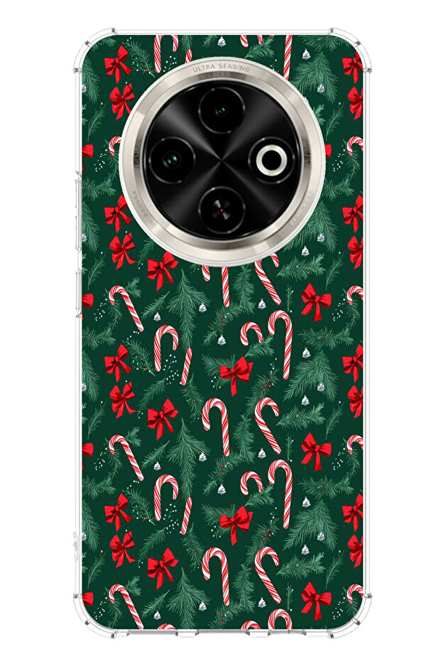 حافظة سيليكون متوافقة مع Tecno Spark 30C على شكل شجرة الصنوبر وعصا الحلوى مطبوع - 1