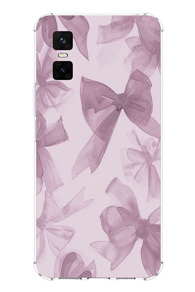 Infinix Gt 30 Pro Compatible Violet Tone Bow Printed Silicone Case - 1