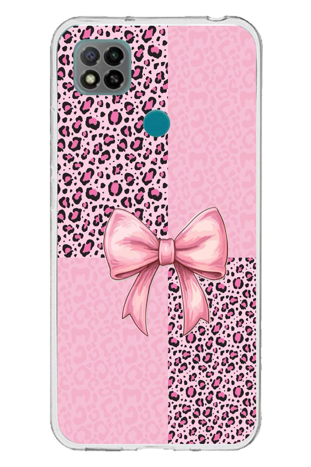 حافظة سيليكون متوافقة مع Redmi 9C / 10A بنمط الفهد الوردي وشريط مطبوع - 1