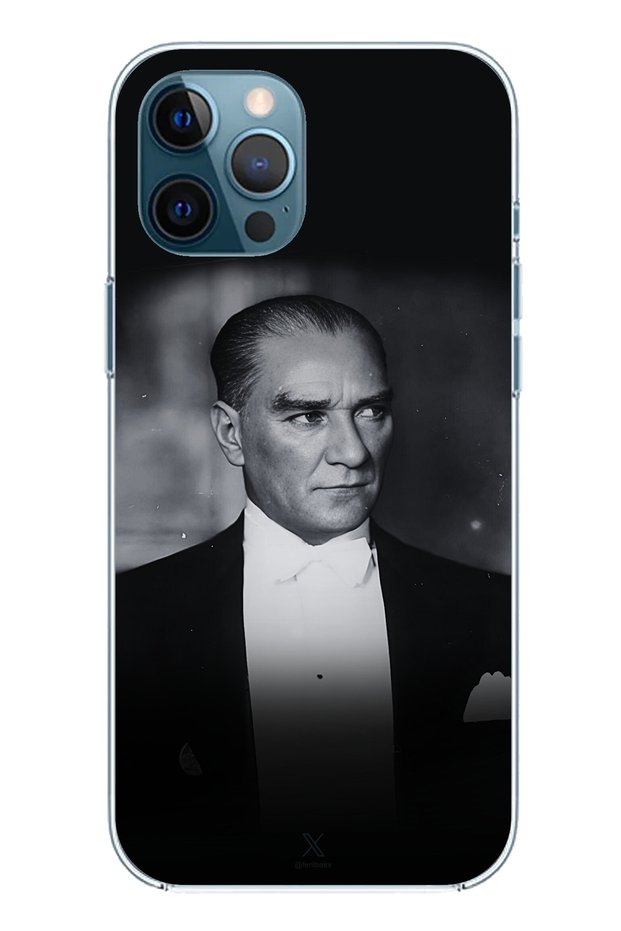 الرقي والأناقة المتوافقة مع هاتف iPhone 12 PRO MAX: حافظة سيليكون مطبوع مع تصميم أتاتورك سموكن