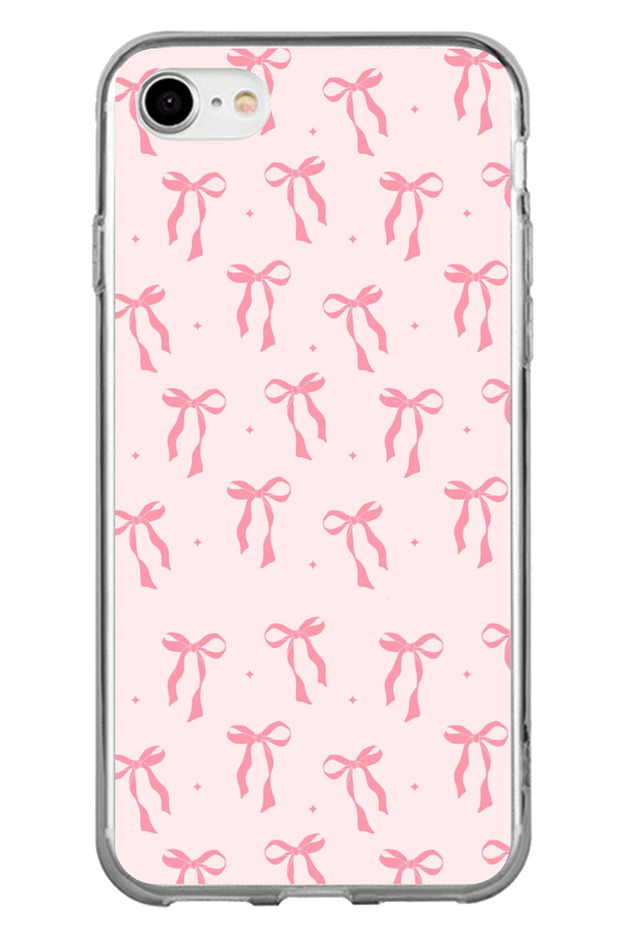 iPhone 6 - 6S Compatible Soft Pink Bow Patterned Printed Silicone Case - 1