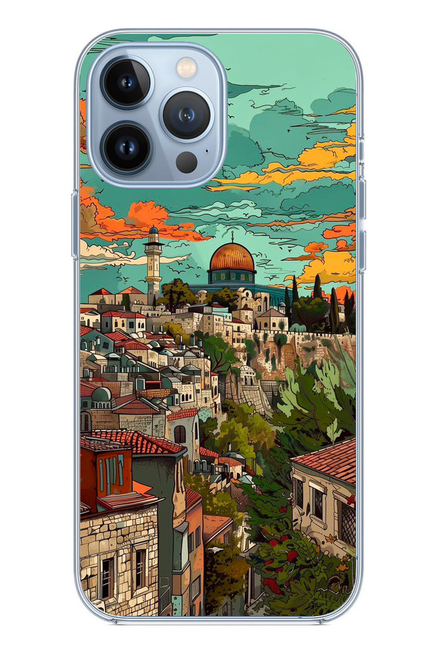 iPhone 13 Pro Max Compatible Free Palestine and Dome of the Rock Printed Silicone Case